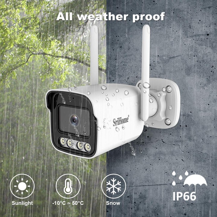 Srihome SH065 5MP Outdoor Security HD Camera, Supports Two-Way Audio and Color Night Vision(EU Plug)