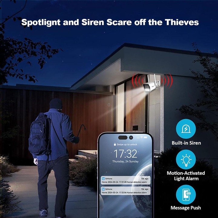 Srihome SH065 5MP Outdoor Security HD Camera, Supports Two-Way Audio and Color Night Vision(EU Plug)