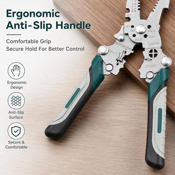 Multi-functional Handheld Foldable Cable Stripping Pliers(Black Green)
