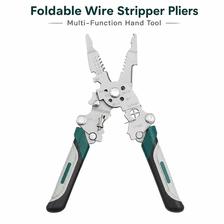 Multi-functional Handheld Foldable Cable Stripping Pliers(Black Green)