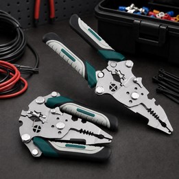 Multi-functional Handheld Foldable Cable Stripping Pliers(Black Green)