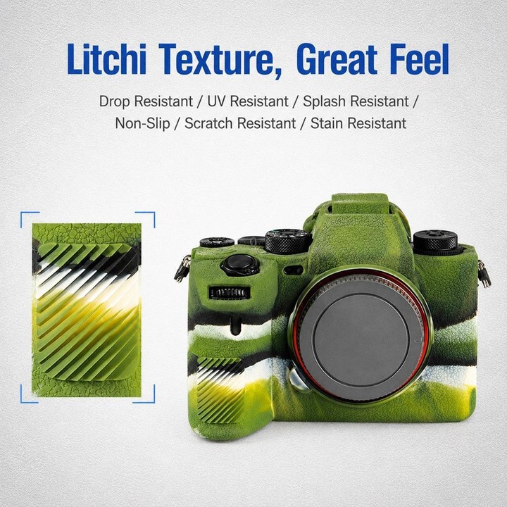 For Sony ILCE-1 / A1 / Alpha 1 Litchi Texture Soft Silicone Camera Protective Case(Black)