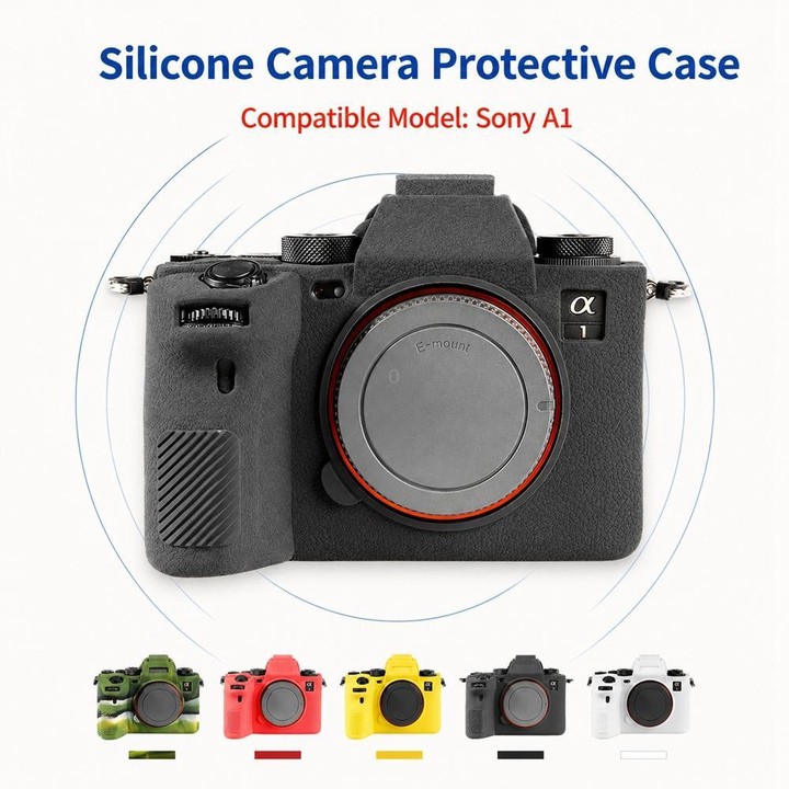 For Sony ILCE-1 / A1 / Alpha 1 Litchi Texture Soft Silicone Camera Protective Case(Black)