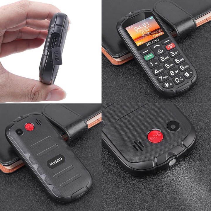 MXMID A8 Pro, 2.0 inch Big Button Rugged Style Senior Phone, SOS, BT, Torch, Network: 2G, Plug:EU Plug(Orange)