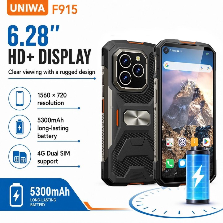 UNIWA F915 Rugged Phone, 4GB+64GB, 6.28 inch Android 160 Unisoc T310 Quad Core, Network: 4G, NFC, Plug:UK Plug(Black Orange)