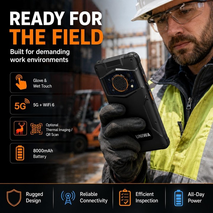 UNIWA NR6600 Rugged Phone, 12GB+256GB, 6.6 inch Android 12.0 MediaTek Dimensity 7050 Octa Core, 8000mAh Battery, Network: 5G, NF