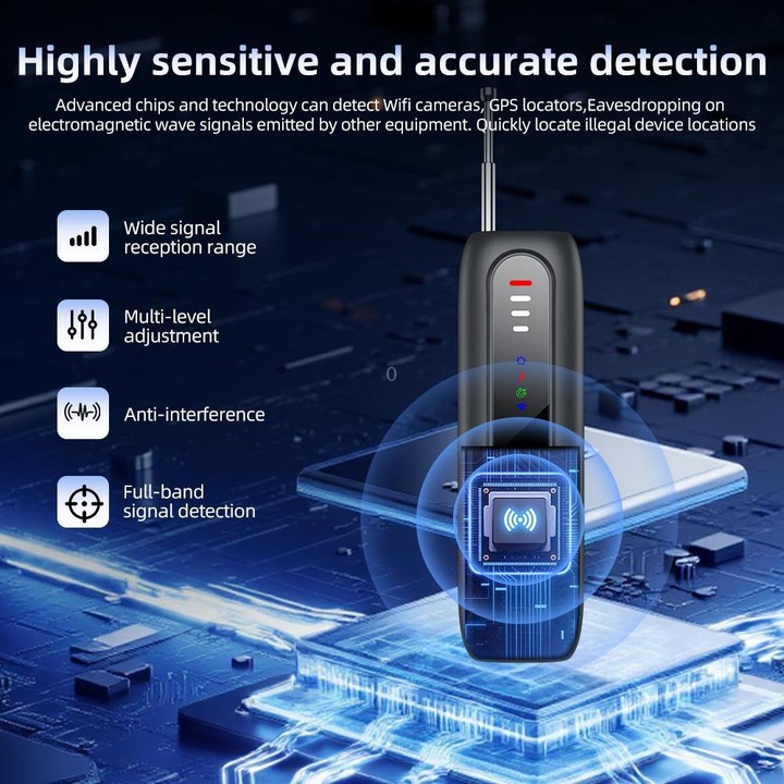 T07 Multifunctional Detector IR Scanner GPS WiFi Signal Anti-Spy Bug Finder for Hotel Travel(Black)