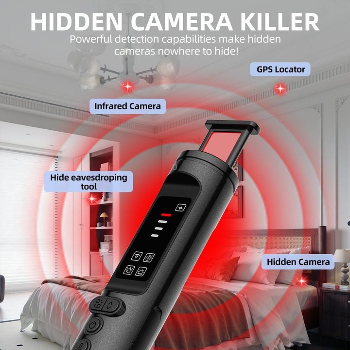T015 Hidden Camera Detector Anti-Camera Bug Finder RF GPS Tracker Detector Signal Scanner(Black)