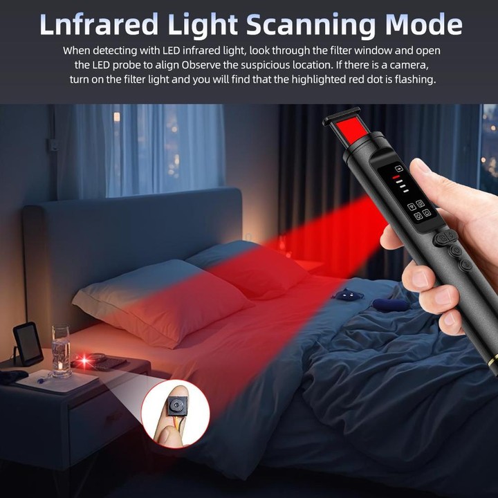 T015 Hidden Camera Detector Anti-Camera Bug Finder RF GPS Tracker Detector Signal Scanner(Black)