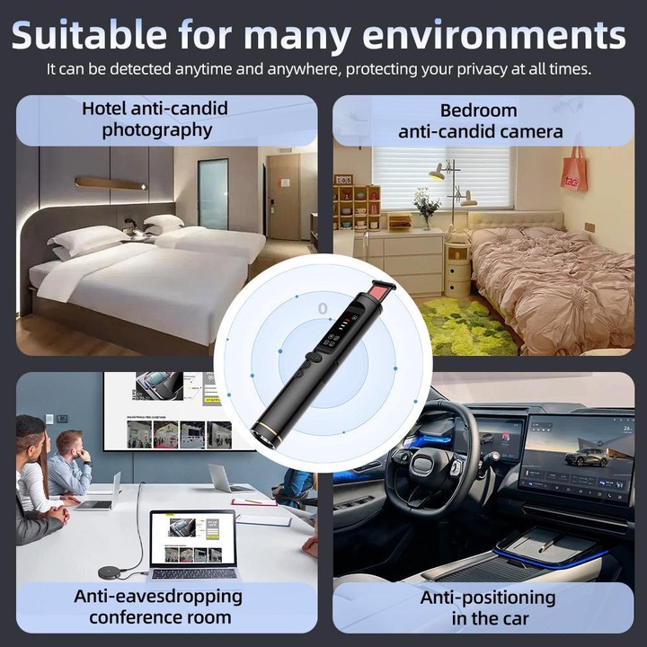 T015 Hidden Camera Detector Anti-Camera Bug Finder RF GPS Tracker Detector Signal Scanner(Black)