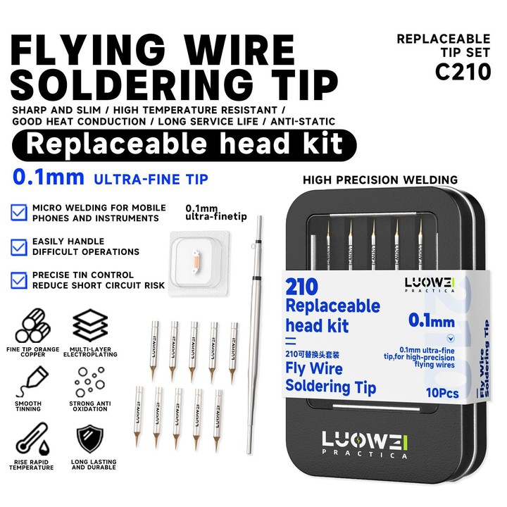 LUOWEI LW-C210F Series 10 in 1 Flying Wire Soldering Iron Tip Set, Model:Tip