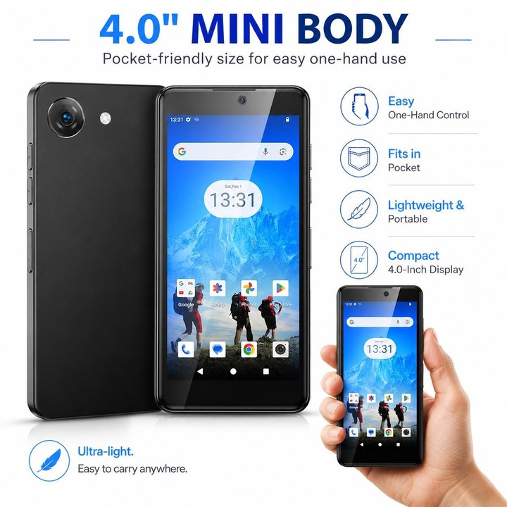 UNIWA Q999, 4GB+64GB, 4.0 inch Android 14.0 Unisoc T606 Octa Core, Network: 4G, OTG, Plug:AU Plug(Black)