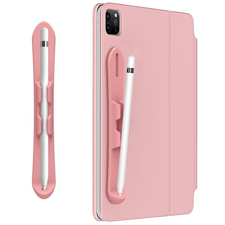 Strong Self Adhesive Silicone Capacitive Stylus Holder with Pen Slot for Apple Pencil 2 / 1(Pink)