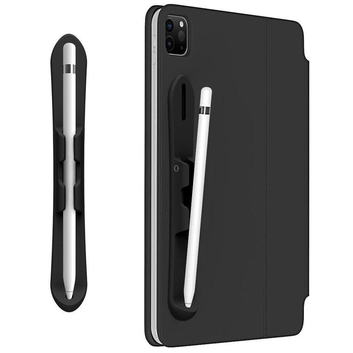 Strong Self Adhesive Silicone Capacitive Stylus Holder with Pen Slot for Apple Pencil 2 / 1(Black)