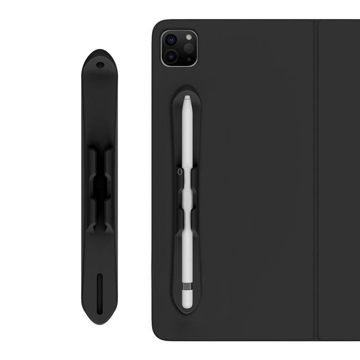 Strong Self Adhesive Silicone Capacitive Stylus Holder with Pen Slot for Apple Pencil 2 / 1(Black)