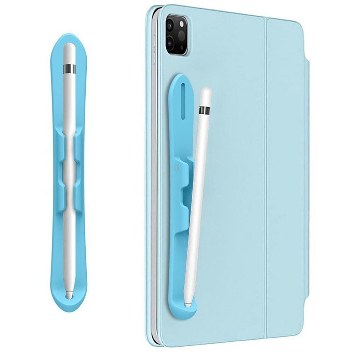 Strong Self Adhesive Silicone Capacitive Stylus Holder with Pen Slot for Apple Pencil 2 / 1(Blue)