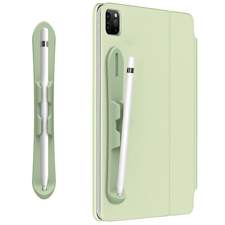 Strong Self Adhesive Silicone Capacitive Stylus Holder with Pen Slot for Apple Pencil 2 / 1(Green)