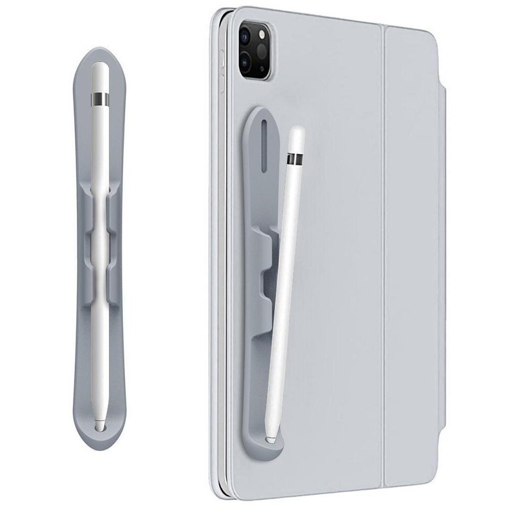 Strong Self Adhesive Silicone Capacitive Stylus Holder with Pen Slot for Apple Pencil 2 / 1(Grey)