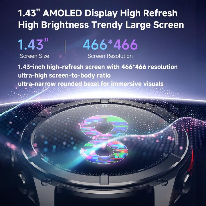 F8 Pro 1.43 inch AMOLED Screen Smart Watch Support Health Monitoring, Multi-Sport Modes(Grey Orange)