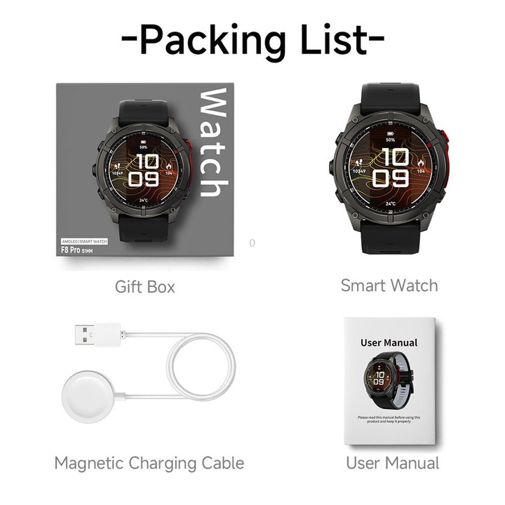 F8 Pro 1.43 inch AMOLED Screen Smart Watch Support Health Monitoring, Multi-Sport Modes(Grey Orange)