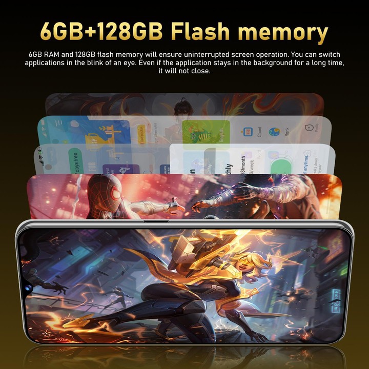 B100, 6GB+128GB, 6.53 inch Android 11 MT6771V Octa Core, Network: 4G, Dual SIM, Plug:US Plug(Black)