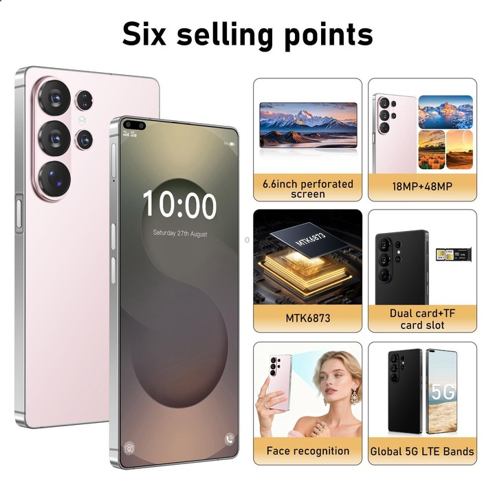 S26 Ultra / C200, 8GB+128GB, 6.6 inch Android 10 MTK6873 Octa Core, Network: 5G, Dual SIM, Plug:EU Plug(Pink)