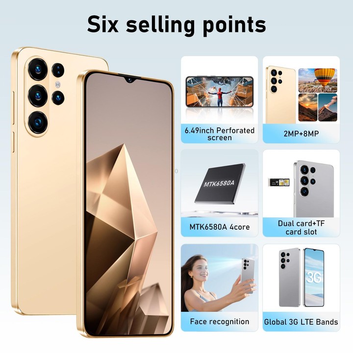 S26 Ultra / AX23, 2GB+16GB, 6.49 inch Android 8.1 MTK6580A Quad Core, Network: 3G, Dual SIM, Stylus, Plug:EU Plug(Gold)