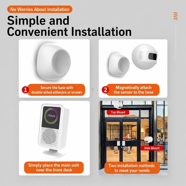 XY-501 Rechargeable Magnetic Sensor Split Welcome Doorbell(1 For 1 White)