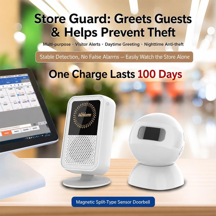 XY-501 Rechargeable Magnetic Sensor Split Welcome Doorbell(1 For 1 White)