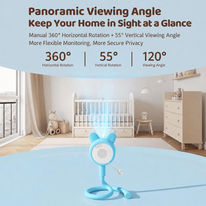 C11 2MP Wireless Wi-Fi Baby Monitor Care Camera, Plug Type:EU Plug(Blue)