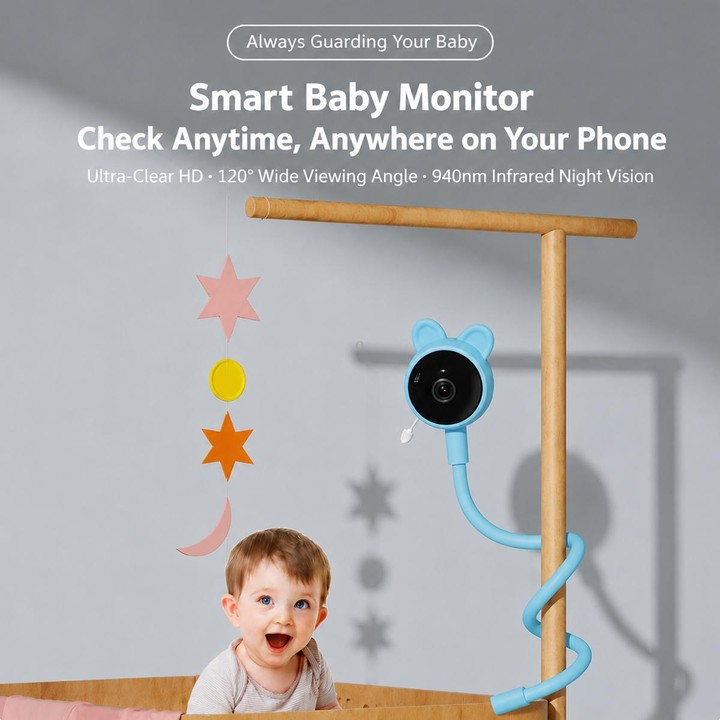 C11 2MP Wireless Wi-Fi Baby Monitor Care Camera, Plug Type:EU Plug(Blue)