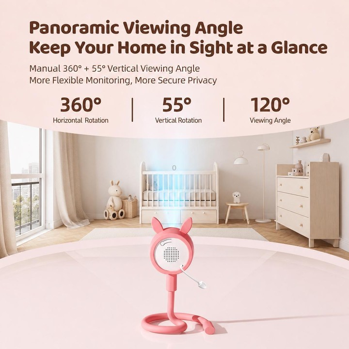 C11 2MP Wireless Wi-Fi Baby Monitor Care Camera, Plug Type:EU Plug(Pink)