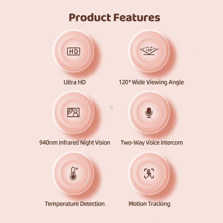 C11 2MP Wireless Wi-Fi Baby Monitor Care Camera, Plug Type:EU Plug(Pink)