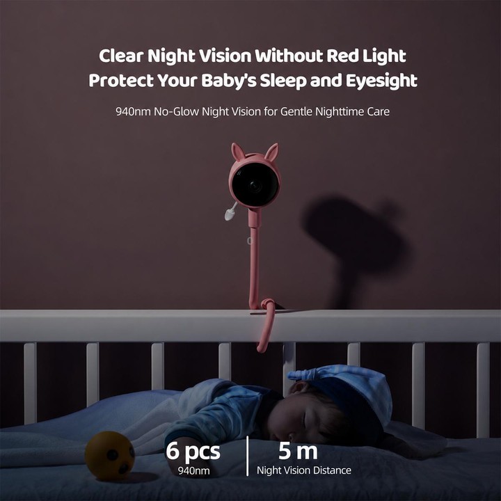 C11 2MP Wireless Wi-Fi Baby Monitor Care Camera, Plug Type:US Plug(Pink)