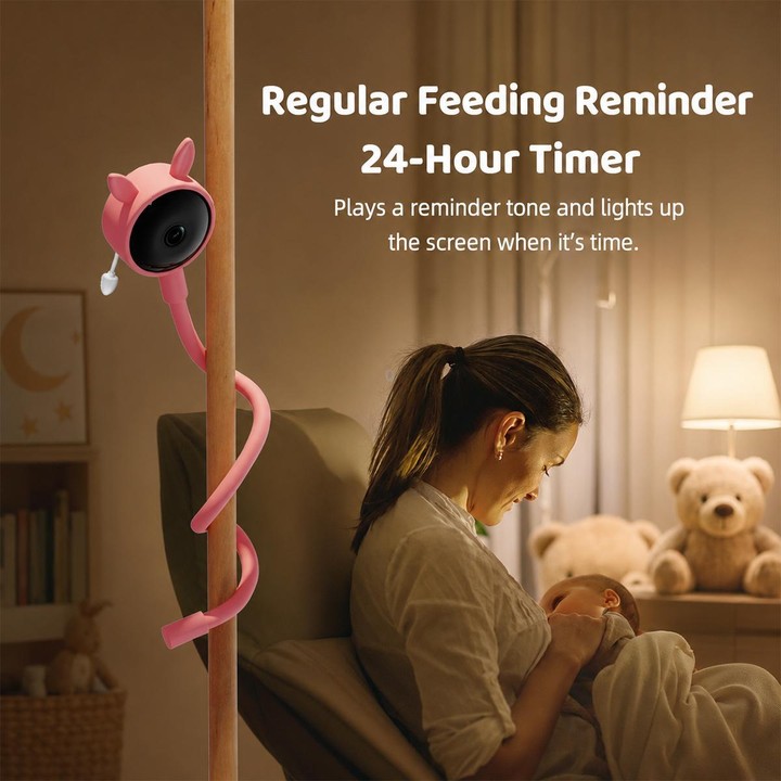C11 2MP Wireless Wi-Fi Baby Monitor Care Camera, Plug Type:US Plug(Pink)