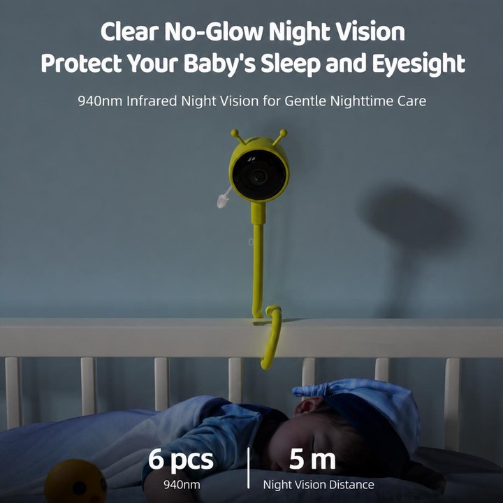 C11 2MP Wireless Wi-Fi Baby Monitor Care Camera, Plug Type:US Plug(Yellow)