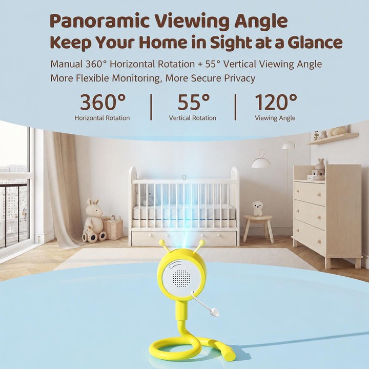 C11 2MP Wireless Wi-Fi Baby Monitor Care Camera, Plug Type:US Plug(Yellow)