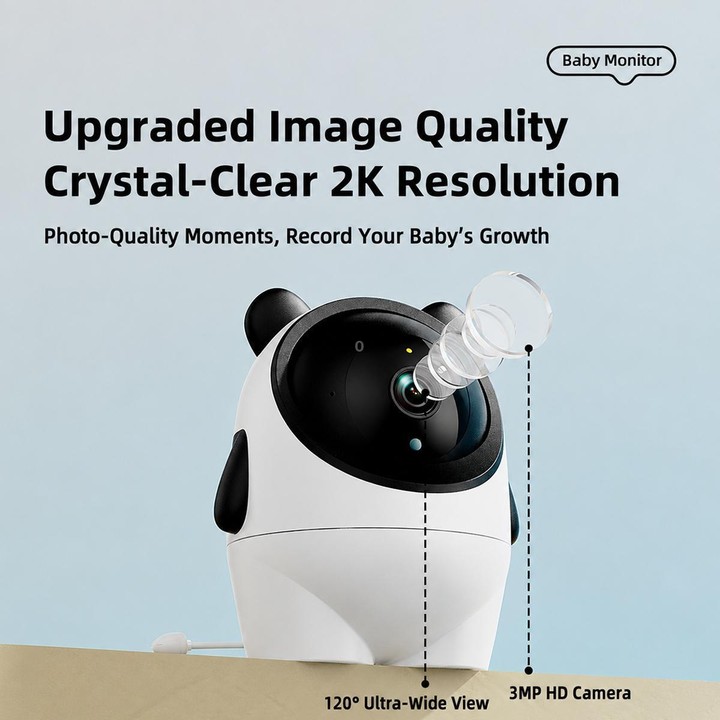C13 2K 3MP Wireless Wi-Fi Baby Monitor Care Camera, Plug Type:EU Plug(White)