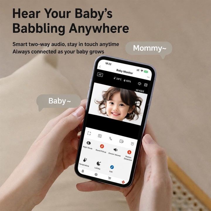 C13 2K 3MP Wireless Wi-Fi Baby Monitor Care Camera, Plug Type:EU Plug(White)
