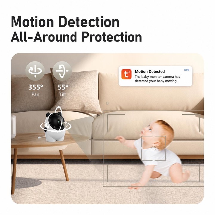 C13 2K 3MP Wireless Wi-Fi Baby Monitor Care Camera, Plug Type:EU Plug(White)