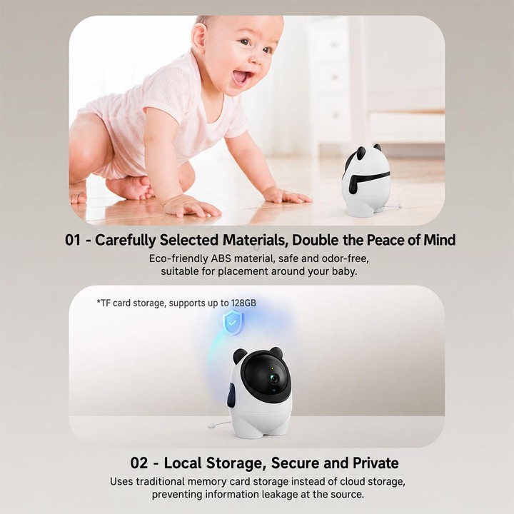 C13 2K 3MP Wireless Wi-Fi Baby Monitor Care Camera, Plug Type:EU Plug(White)