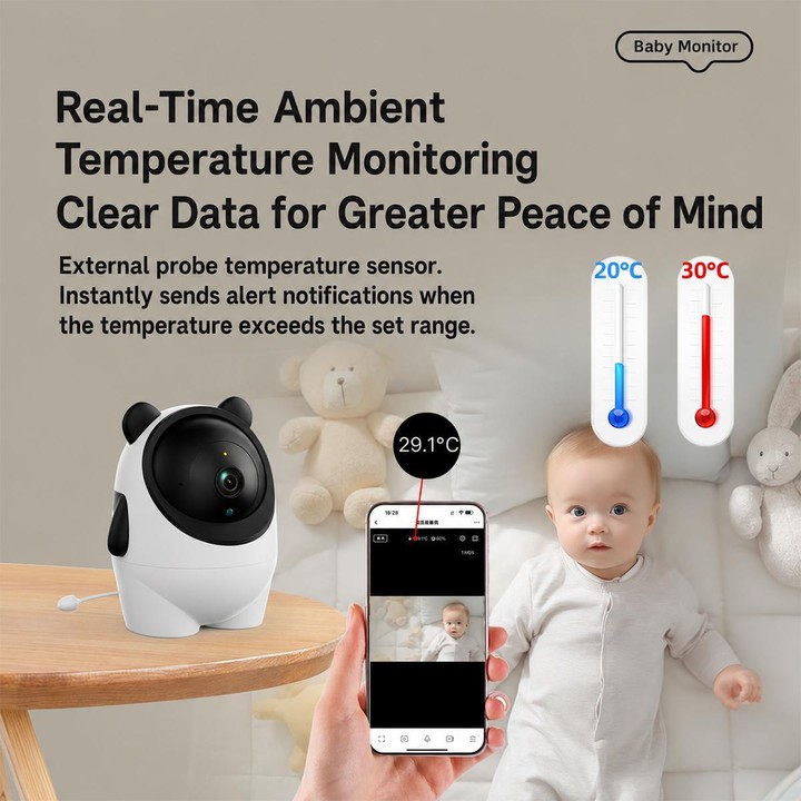 C13 2K 3MP Wireless Wi-Fi Baby Monitor Care Camera, Plug Type:EU Plug(White)