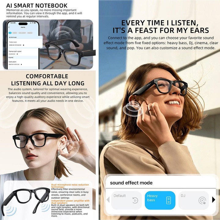 M02X Pro Max Smart AI Glasses with 8MP HD Camera, Video Recording WiFi Transmission Al Smart Voice Assistant, Type:Sunglasses +