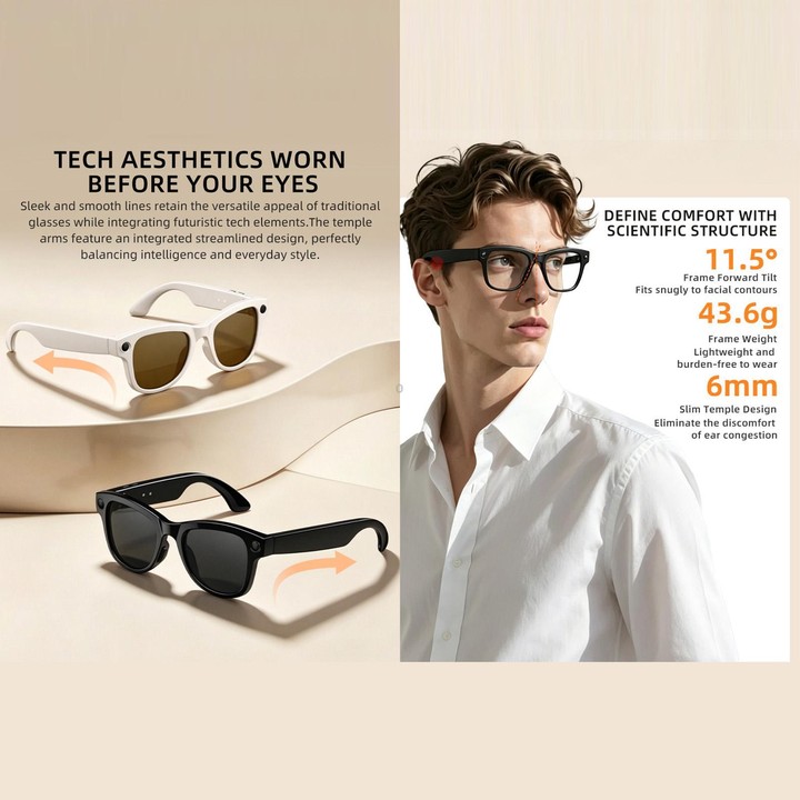 M02X Pro Max Smart AI Glasses with 8MP HD Camera, Video Recording WiFi Transmission Al Smart Voice Assistant, Type:Sunglasses +