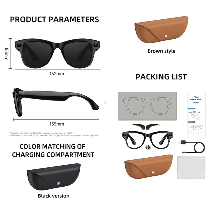 M02X Pro Max Smart AI Glasses with 8MP HD Camera, Video Recording WiFi Transmission Al Smart Voice Assistant, Type:Sunglasses +