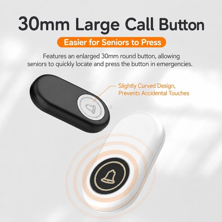 XY-601 Adjustable Volume Wireless Waterproof Doorbell Caregiver Call Button Kit(Black)