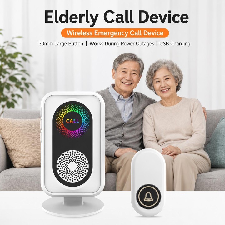 XY-601 Adjustable Volume Wireless Waterproof Doorbell Caregiver Call Button Kit(White)