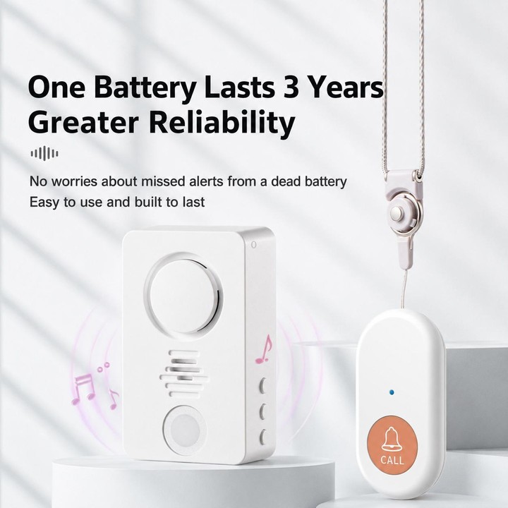 XY-805 Adjustable Volume Wireless Waterproof Doorbell Elderly Call Device, Style:1 Transmitter + 2 Receiver(White)