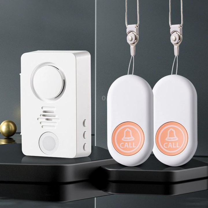 XY-805 Adjustable Volume Wireless Waterproof Doorbell Elderly Call Device, Style:2 Transmitter + 1 Receiver(White)