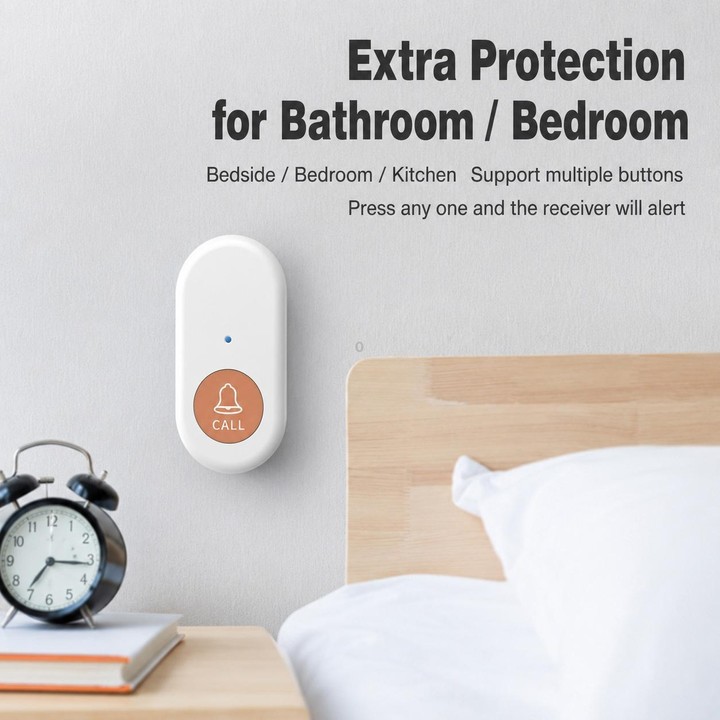 XY-805 Adjustable Volume Wireless Waterproof Doorbell Elderly Call Device, Style:2 Transmitter + 1 Receiver(White)
